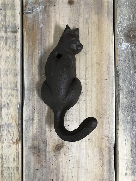 Grote foto kapstokhaak kat gietijzer decoratieve wandhaak met kattenfiguur huis en inrichting woningdecoratie