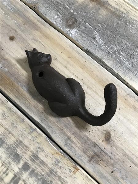 Grote foto kapstokhaak kat gietijzer decoratieve wandhaak met kattenfiguur huis en inrichting woningdecoratie