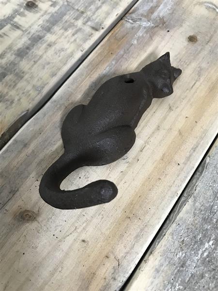 Grote foto kapstokhaak kat gietijzer decoratieve wandhaak met kattenfiguur huis en inrichting woningdecoratie