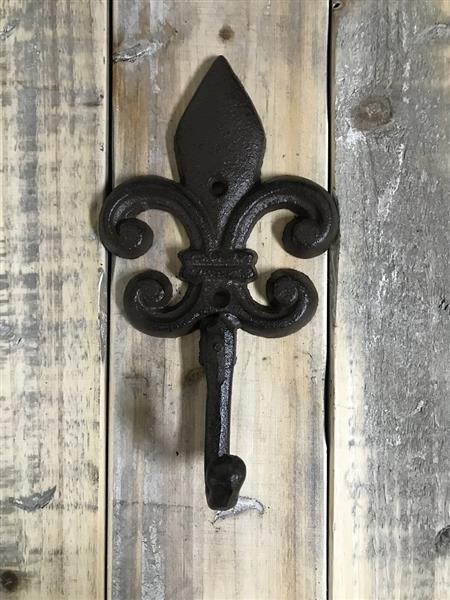 Grote foto kapstok franse lelie fleur de lis gietijzer bruin huis en inrichting woningdecoratie
