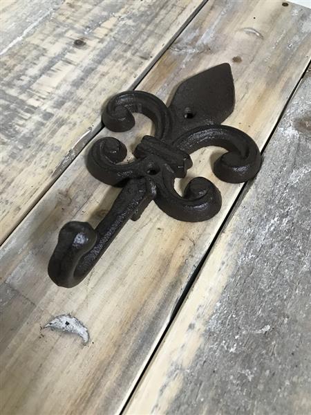 Grote foto kapstok franse lelie fleur de lis gietijzer bruin huis en inrichting woningdecoratie