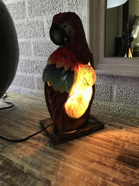 Grote foto een metalen lamp in de vorm van een papegaai heel mooi huis en inrichting overige