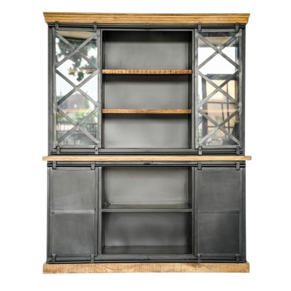 Grote foto prachtige industri le wandkast koloniaal hout met metalen afwerking huis en inrichting woningdecoratie