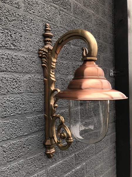 Grote foto nostalgische wandlamp tuinlamp geheel messing gepatineerd koper huis en inrichting overige
