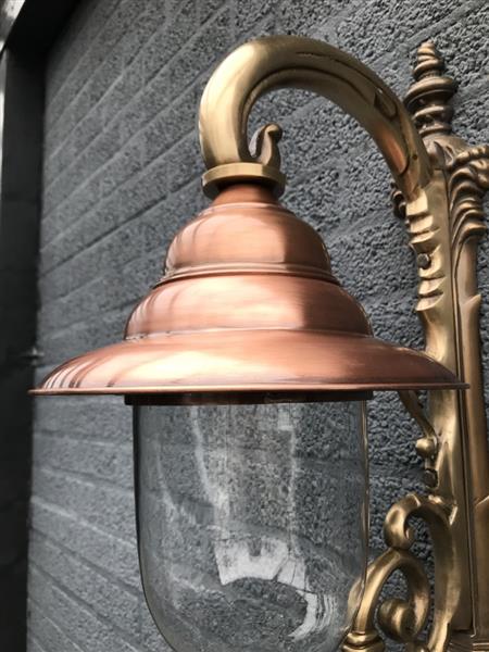 Grote foto nostalgische wandlamp tuinlamp geheel messing gepatineerd koper huis en inrichting overige