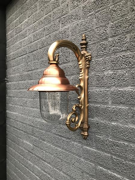 Grote foto nostalgische wandlamp tuinlamp geheel messing gepatineerd koper huis en inrichting overige
