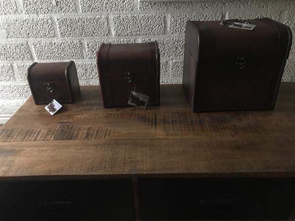 Grote foto decoratie koffers set van 3 hout huis en inrichting woningdecoratie