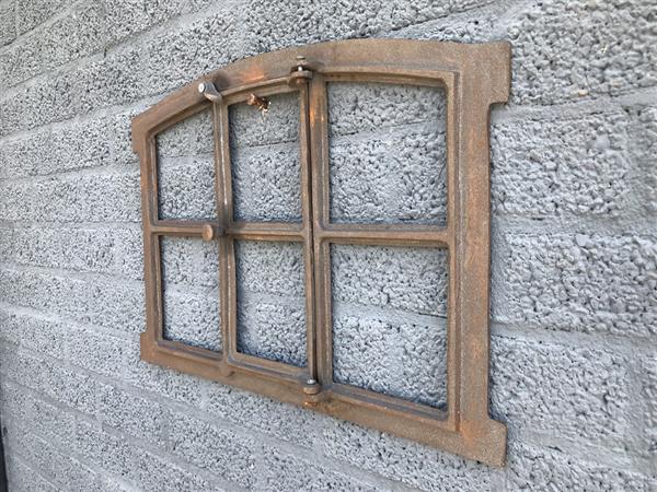 Grote foto ijzeren raam voor de tuinmuur stalraam venster in antieke stijl 57x42 tuin en terras tuindecoratie