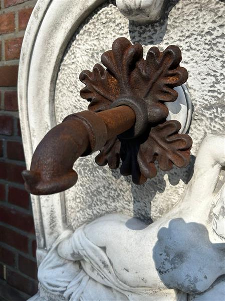 Grote foto waterspuwer voor muurfontein eikenblad neptunus gietijzer roest tuin en terras overige tuin en terras