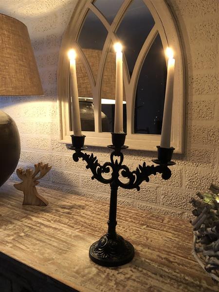 Grote foto kaarsenkandelaar 3 armige gietijzer zwart super mooi huis en inrichting woningdecoratie