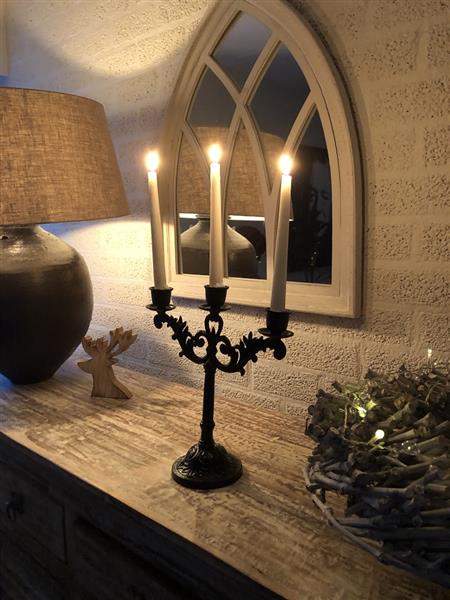 Grote foto kaarsenkandelaar 3 armige gietijzer zwart super mooi huis en inrichting woningdecoratie