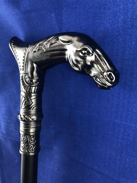 Grote foto wandelstok aluminium met paardenhoofd geweldig. kleding dames sieraden