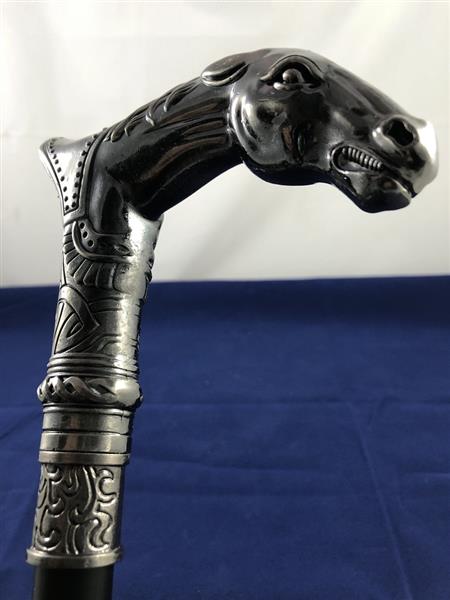 Grote foto wandelstok aluminium met paardenhoofd geweldig. kleding dames sieraden