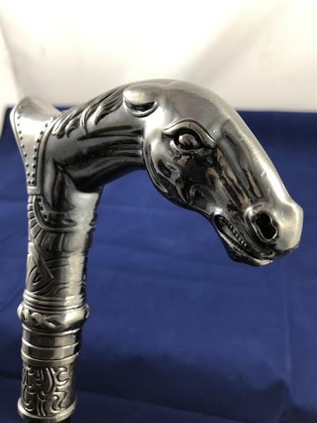 Grote foto wandelstok aluminium met paardenhoofd geweldig. kleding dames sieraden