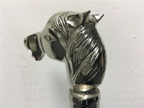 Grote foto wandelstok hardhout met nikkelen paard. kleding dames sieraden