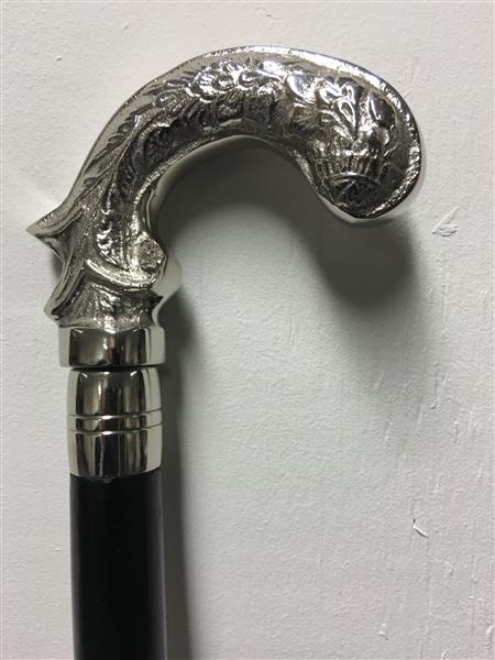 Grote foto wandelstok met prachtig versierd nikkelen greep kleding dames sieraden