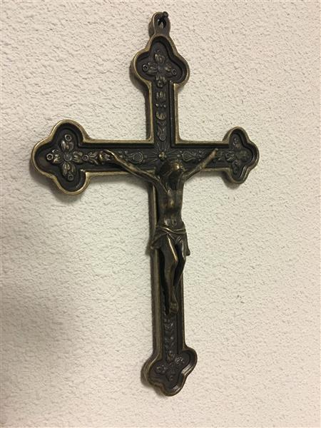 Grote foto jezus aan het kruis gepatineerd messing inri. antiek en kunst kunst