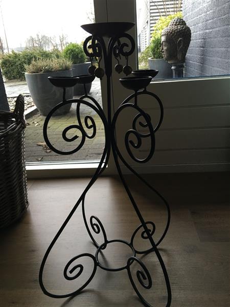 Grote foto kandelaar smeedijzer zwart 5 armig prachtig huis en inrichting woningdecoratie
