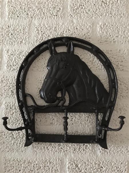 Grote foto wandkapstok paard gietijzer 3 haken mooi huis en inrichting woningdecoratie