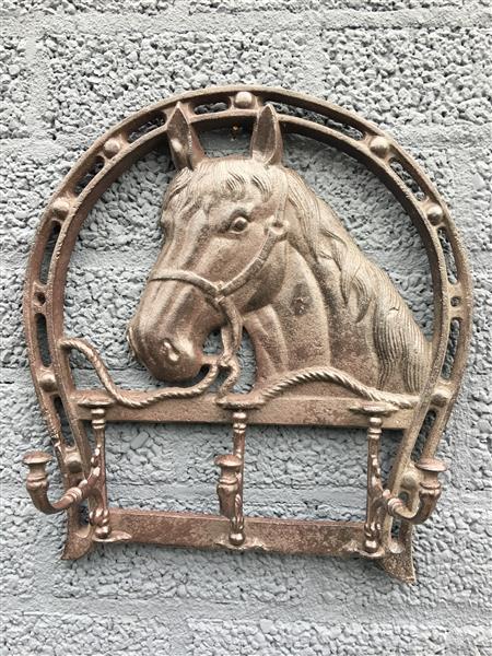 Grote foto wandkapstok paard gietijzer 3 haken mooi huis en inrichting woningdecoratie