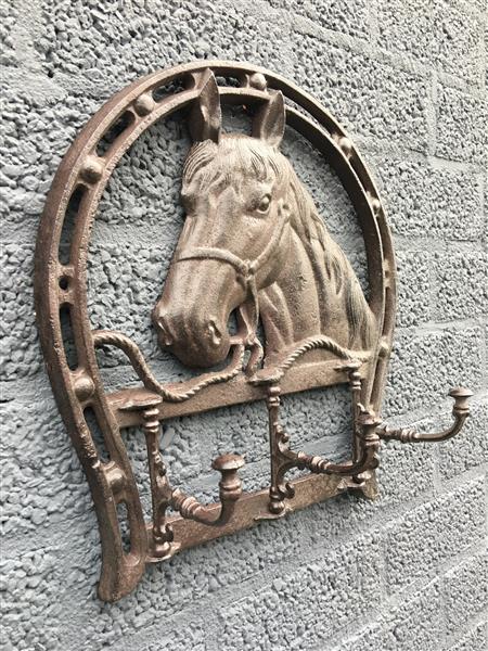 Grote foto wandkapstok paard gietijzer 3 haken mooi huis en inrichting woningdecoratie