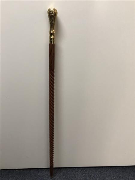 Grote foto wandelstok met messing sierknop en handgesneden steel prachtig kleding dames sieraden