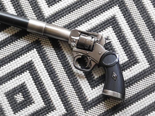 Grote foto uniek wandelstok met chrome nikkel met colt pistool handvat kleding dames sieraden