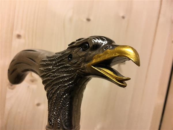 Grote foto uniek wandelstok alu chrome nikkel adelaarhandvat kleding dames sieraden