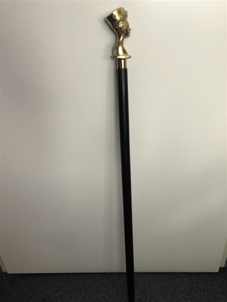 Grote foto wandelstok met messing hoofd van een pharaoh. kleding dames sieraden
