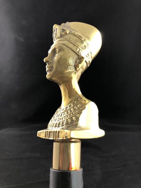 Grote foto wandelstok met messing hoofd van een pharaoh. kleding dames sieraden