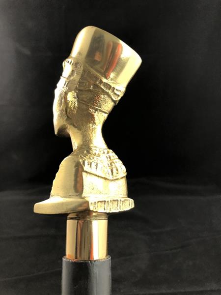 Grote foto wandelstok met messing hoofd van een pharaoh. kleding dames sieraden