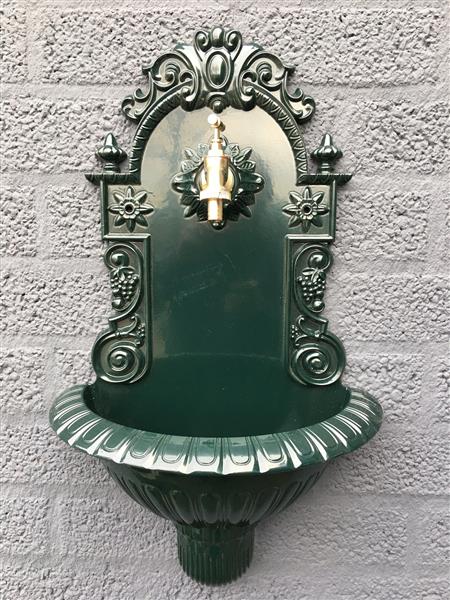 Grote foto prachtige wandfontein gietijzerlook alu groen 60 cm tuin en terras overige tuin en terras