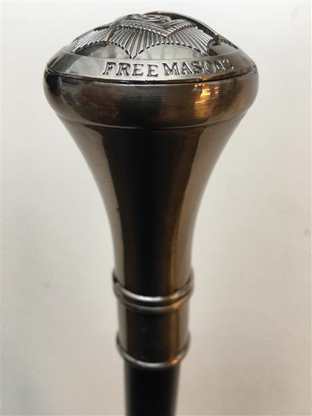 Grote foto uniek wandelstok alu chrome nikkel handvat vrijmetselarij kleding dames sieraden