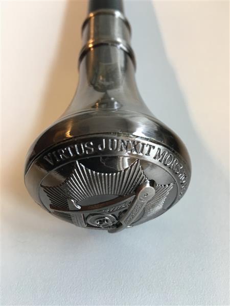 Grote foto uniek wandelstok alu chrome nikkel handvat vrijmetselarij kleding dames sieraden