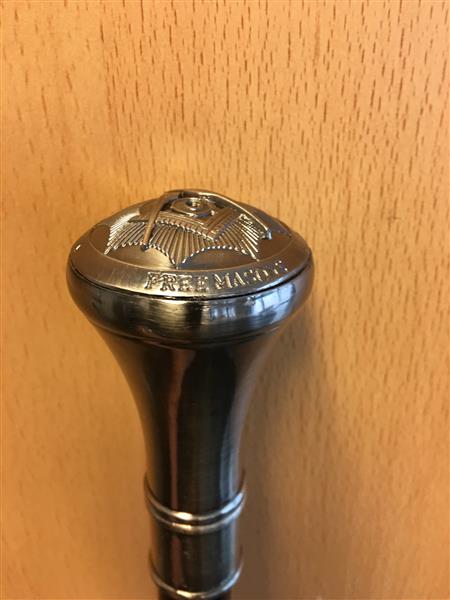 Grote foto uniek wandelstok alu chrome nikkel handvat vrijmetselarij kleding dames sieraden