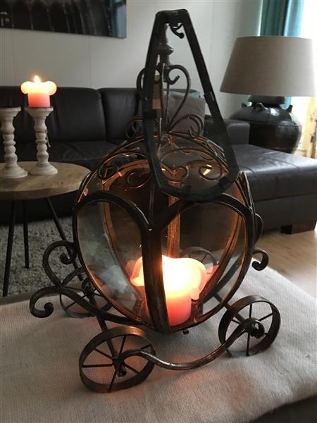 Grote foto metalen koets kaarsenhouder geweldig fraai huis en inrichting overige