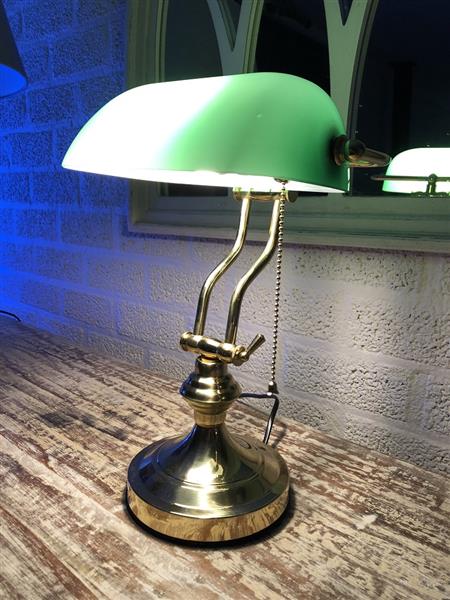 Grote foto een prachtige messing groen glazen banking desk buro lamp huis en inrichting overige
