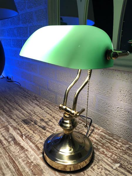 Grote foto een prachtige messing groen glazen banking desk buro lamp huis en inrichting overige