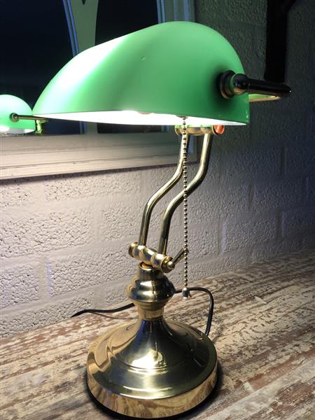 Grote foto een prachtige messing groen glazen banking desk buro lamp huis en inrichting overige