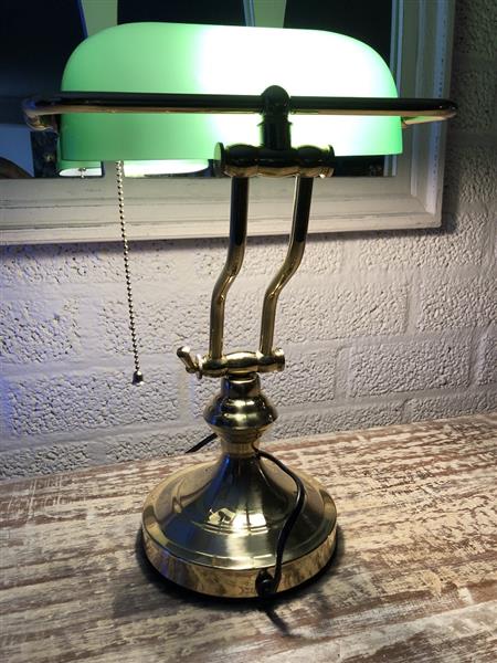 Grote foto een prachtige messing groen glazen banking desk buro lamp huis en inrichting overige