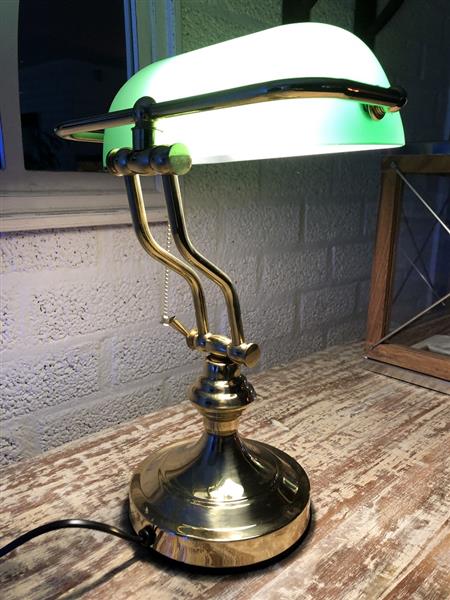 Grote foto een prachtige messing groen glazen banking desk buro lamp huis en inrichting overige