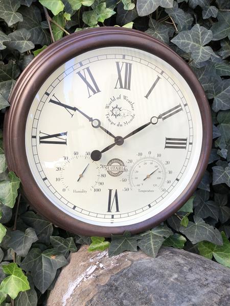 Grote foto stationsklok outdoor tuin klok met thermometer hydrometer fraai huis en inrichting overige