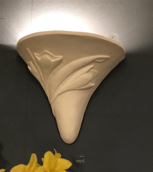 Grote foto mooie strakke wandlamp in wit terracotta steen zeer fraai art nouveau jugendstyle. huis en inrichting overige