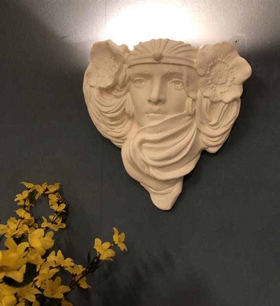 Grote foto mooie strakke wandlamp in wit terracotta steen zeer fraai klassiek. huis en inrichting overige