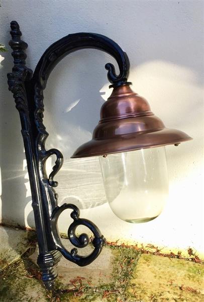 Grote foto wandlamp eeuwwisseling lamp met koperen lampenkap buitenlamp stallamp huis en inrichting overige