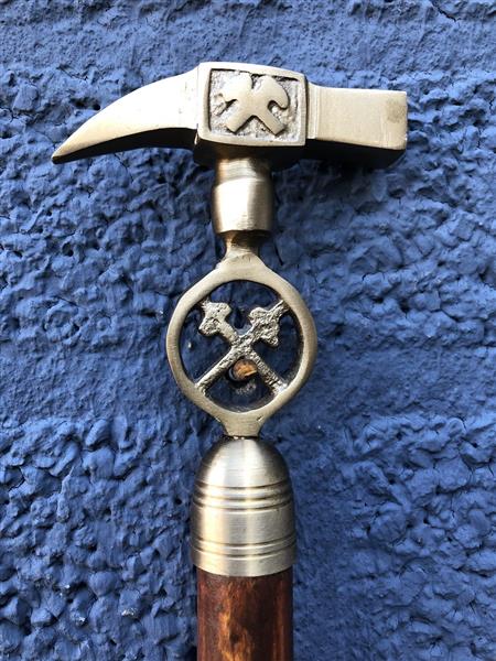 Grote foto wandelstok met messing handgreep de mijnen wandelstok. kleding dames sieraden
