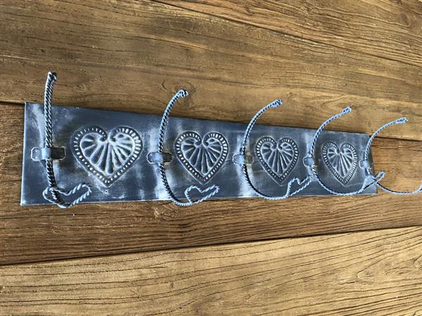 Grote foto kapstok element love zink 5 haaks. huis en inrichting woningdecoratie