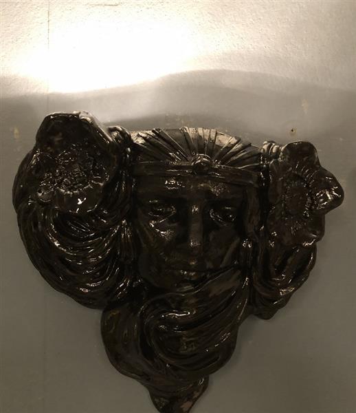 Grote foto mooie strakke wandlamp in zwart terracotta steen zeer fraai klassiek. huis en inrichting overige
