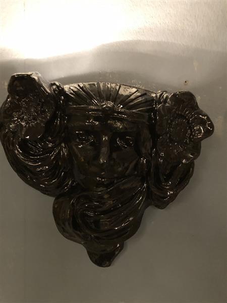 Grote foto mooie strakke wandlamp in zwart terracotta steen zeer fraai klassiek. huis en inrichting overige