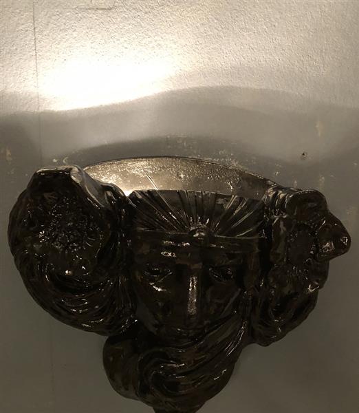 Grote foto mooie strakke wandlamp in zwart terracotta steen zeer fraai klassiek. huis en inrichting overige
